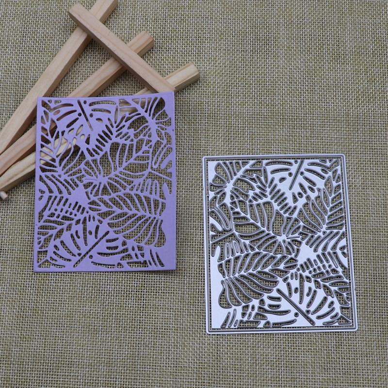 Leaves Frame Metal Cutting Dies Rectangle Stencil Scrapbooking DIY Album Stamp Paper Card Embossing