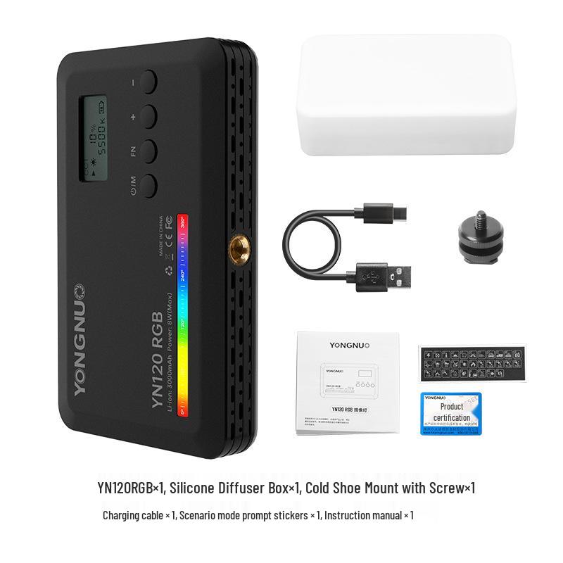 Yongnuo YN120 RGB Portable LED Light - Adjustable Color Temperature for Live Broadcasts and Vlogs
