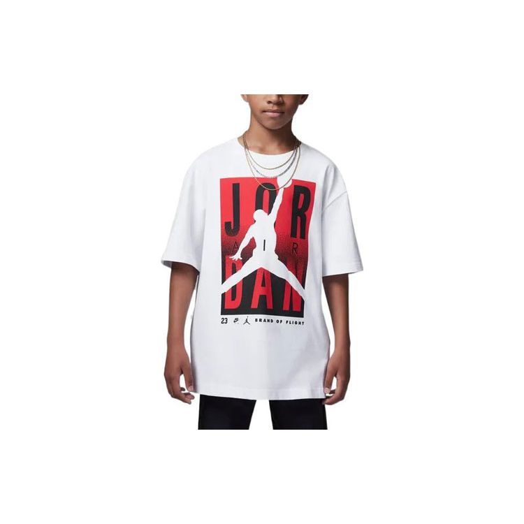 

Jordan Logo Letter Print Round Neck Short Sleeve T-Shirt Kids Tops White FB1605-100 L