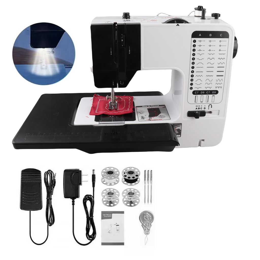 Portable Sewing Machine with Extension Table Built-in 38 Stitches Electric Sewing Machine Dual Speed   Supports Reverse SewingCelsiusAuto Thr