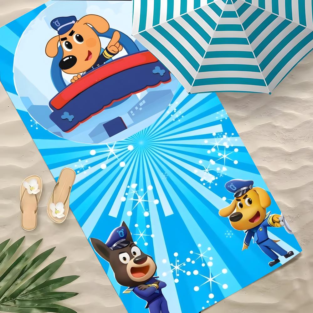 S-Sicherheitssheriff Labrador Handtuch Polyester Strandhandtuch Schnelltrocknend Sandfrei Badetuch für Sommer Pool Reise Urlaub