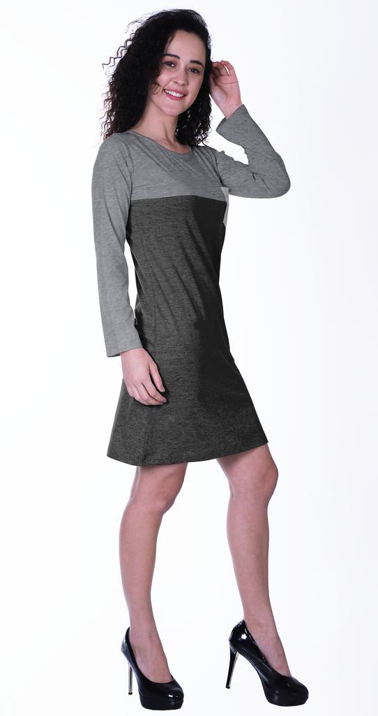 Moomaya Womens T-shirt Dress Full Sleeve Sequin Patch Pocket Summer Dresses