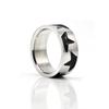 Two Tone Silver Black Ring Black Enamel Stainless Steel Women and Mens Silver Color Trendy Casual Rings Size 7 8 10