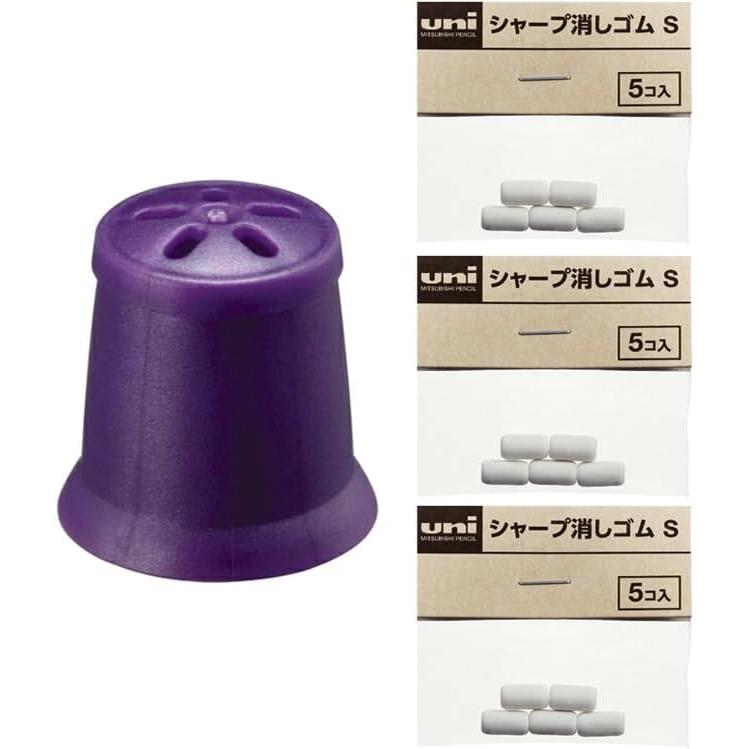 Mitsubishi Pencil Jet Stream 41 for MSXE5-1000 Eraser cap + 3 pack of replacement erasers (Purple) + Original logo sticker included