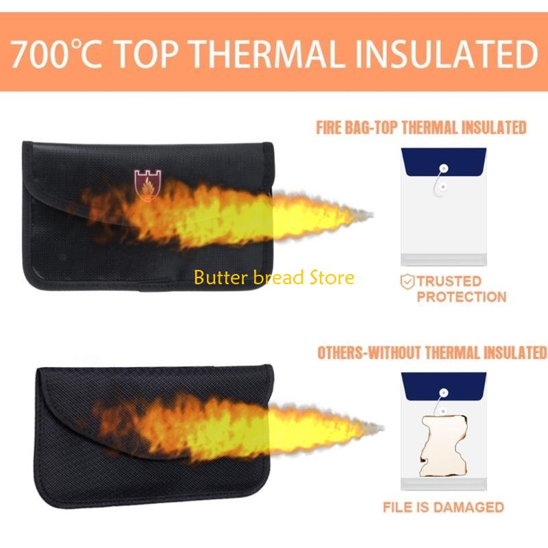 W89C Fireproof Bag Water Resistant Envelope Cash Storage Bag Fireproof Money Bag CN