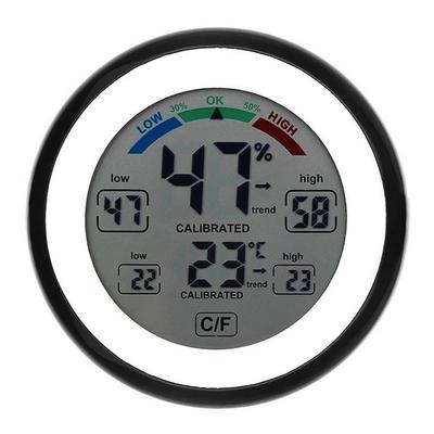 Digital Thermometer Round Touch Screen Home Hygrometer Multi-functional LCD Digital Thermometer for Home Car Office ABS