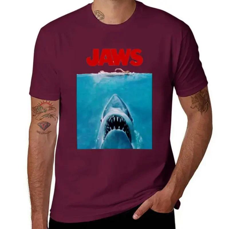 Cheavyweight streetwear anime  clothes Jaws Original Movie Poster vintage clothes oversized Blouse quick-drying men clothings S