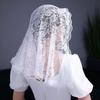 Flower Embroidered Chapel Veil Spanish Style Lace Edge Bridal Lace Headscarf Romantic Traditional Vintage Lace Head Covering