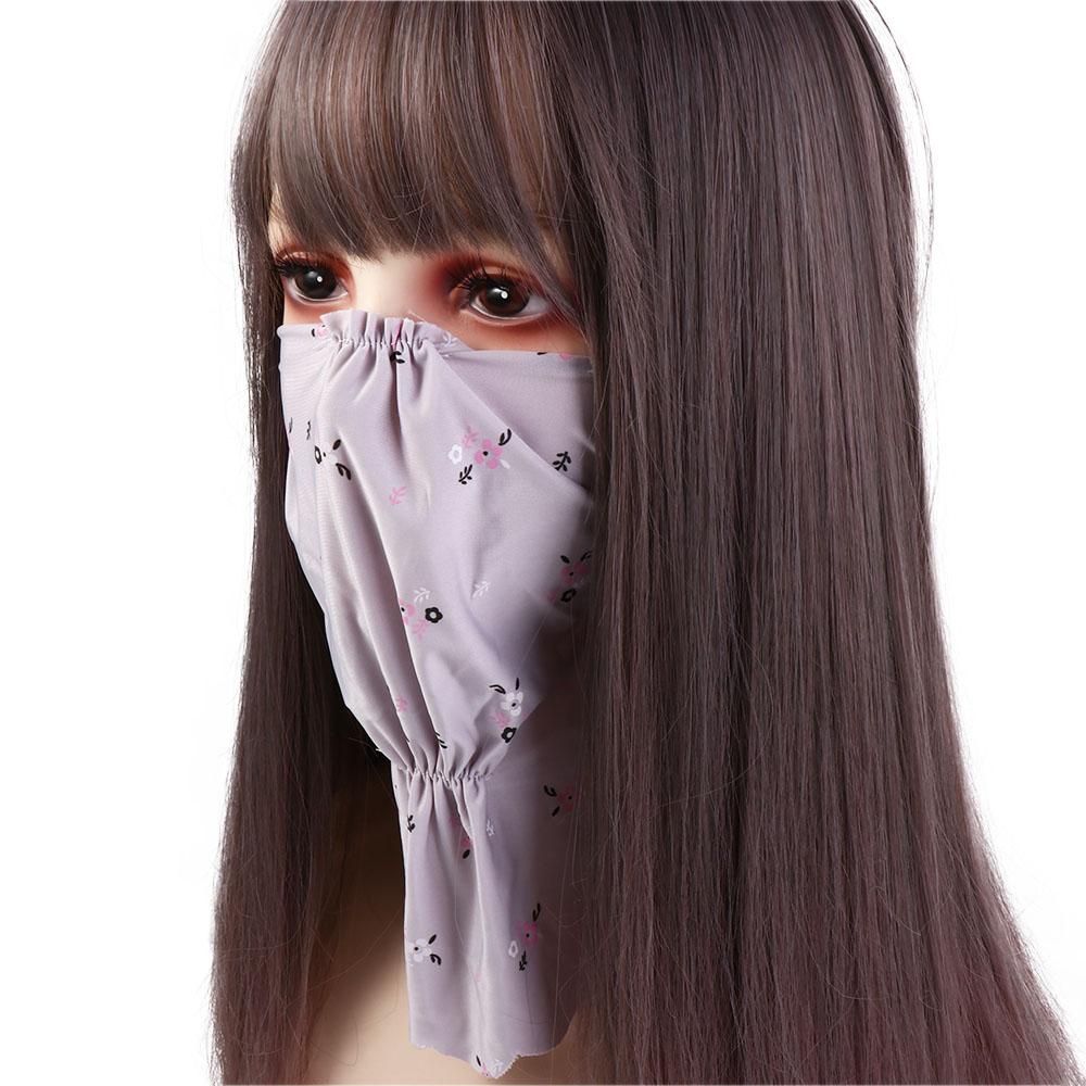 Flower Pattern Ice Silk Mask UV Protection Face Gini Mask Summer Face Cover  Outdoor