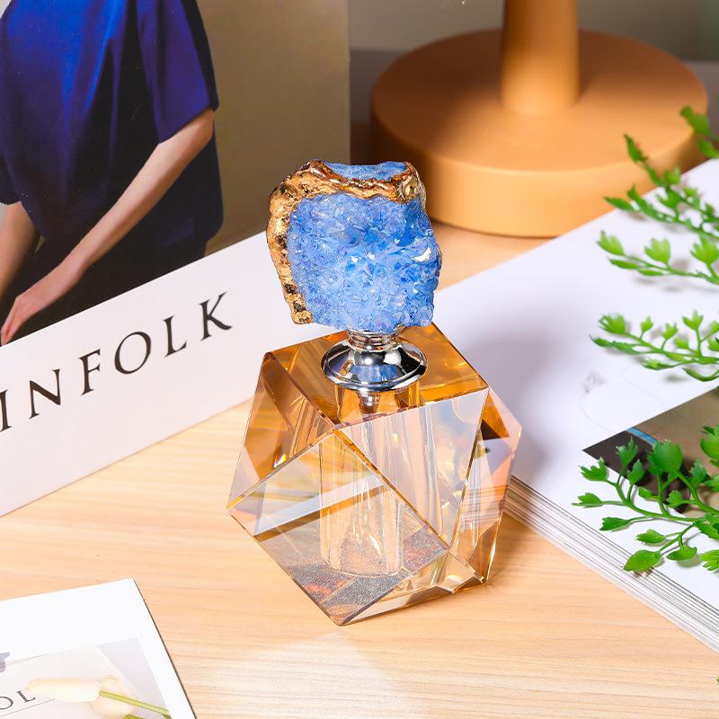 Creative Polygon Crystal Glass Perfume Bottle Amber Crystal Agate Perfume Bottle Luxury Home Decorative Jar Home Decor