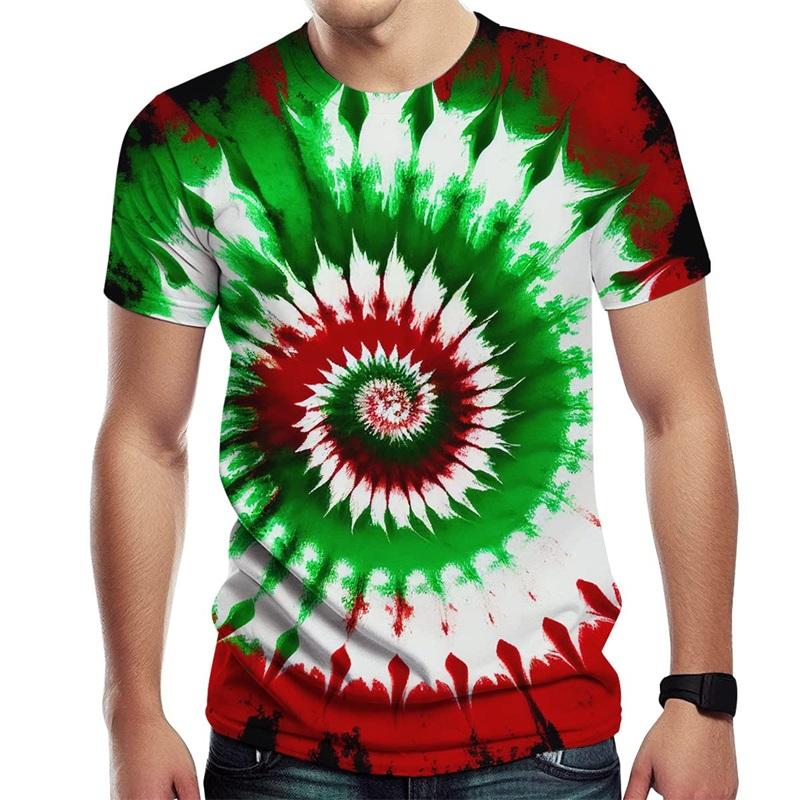 Spiral Streak Tie Dye T Shirt for Men Y2k Tops 3D Paisley Stripe Printed T-shirt Womens Clothing Novelty Cool Designs Tee Shirts