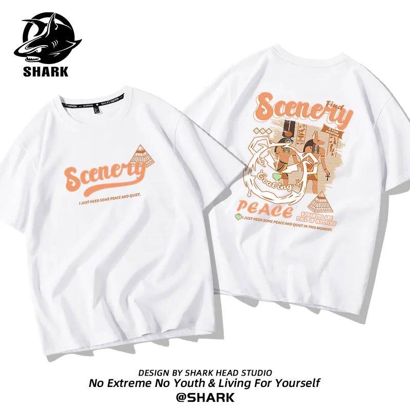 Summer Fashion Heavyweight Retro Men's English Letters 100% Cotton Printed Round Neck High-quality Casual Fitness Street T-shirt