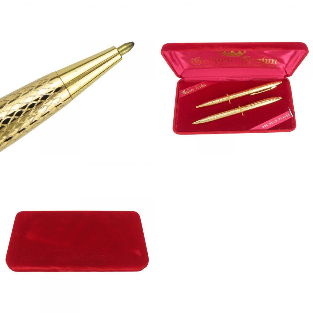 Used  Ballpoint pen GOLDEN CROWN Two-piece set metal gold mechanical pencil