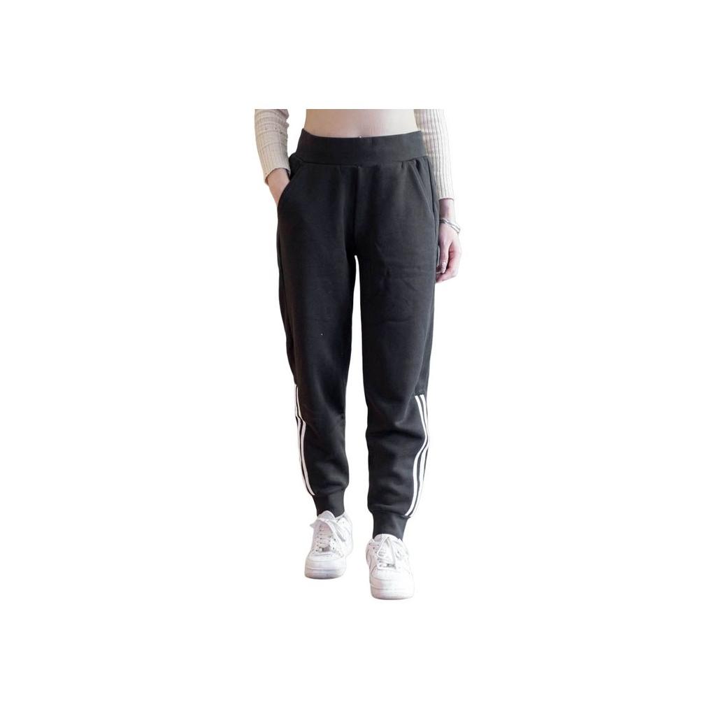 Adidas Womens Fleece Side Three Stripes Retro Sports Long Pants Women Pants Black H09700