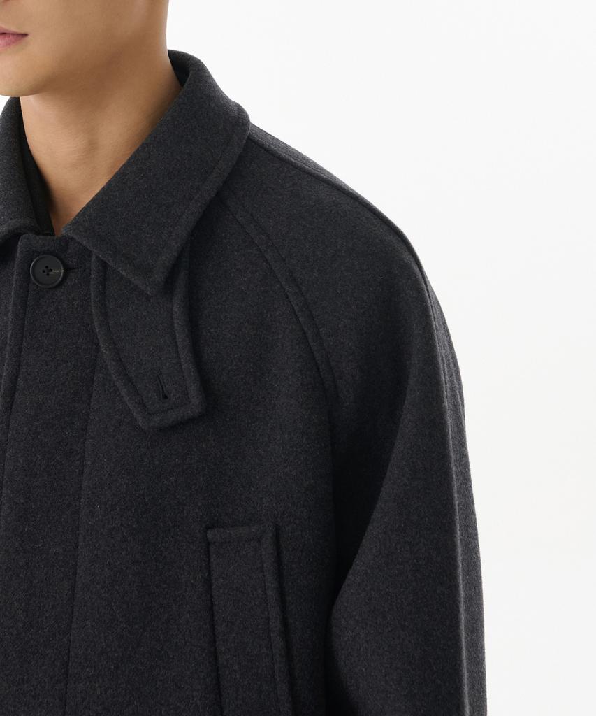 Musinsa Standard Wool Blend Oversized Muff Balmacaan Coat [Charcoal Grey]