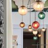 Nordic Colorful Water Ripple Glass Sphere Pendant Lamp for Bedroom or Bar.