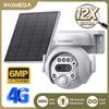 Solar-Powered 6MP HD Camera, 12x Zoom, PTZ, Full-Color Night Vision for Outdoor Monitoring.