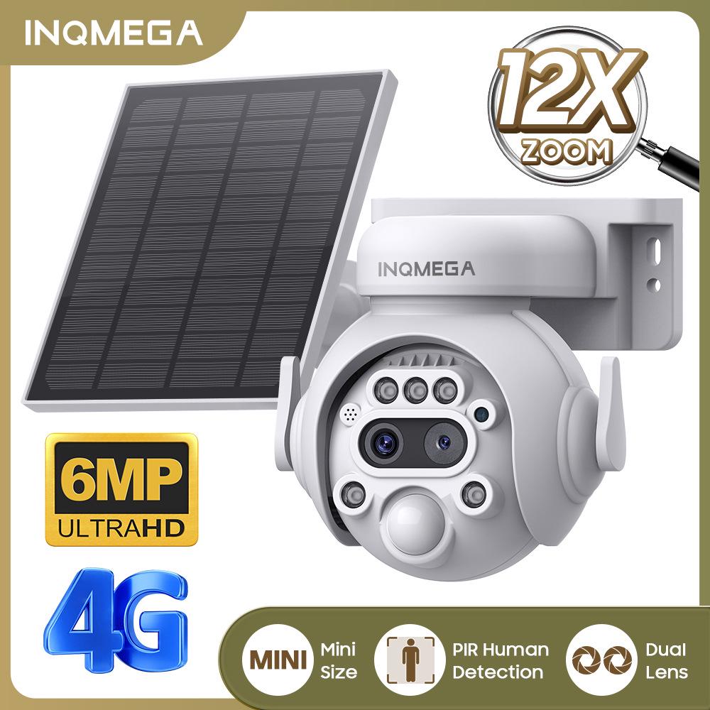 Solar-Powered 6MP HD Camera, 12x Zoom, PTZ, Full-Color Night Vision for Outdoor Monitoring.