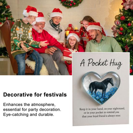 1/2/3Pcs Pocket Hug Pendant Heart Shape Horse Pattern Acrylic Christmas Hanging Ornament Home Party Festival DIY Gift