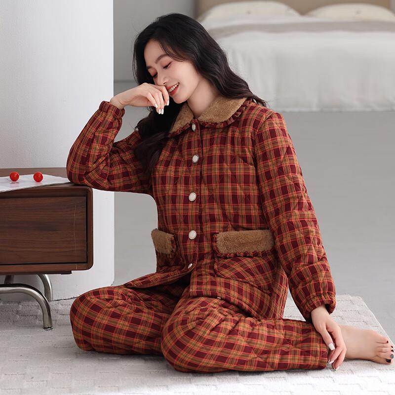 Milings Women s Winter Thickened Pajama Set M