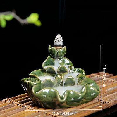 1Pc,Ceramic Creative Home Decor Lotus Backflow Incense Burner Use In The Home Office Teahouse (Without Incense)