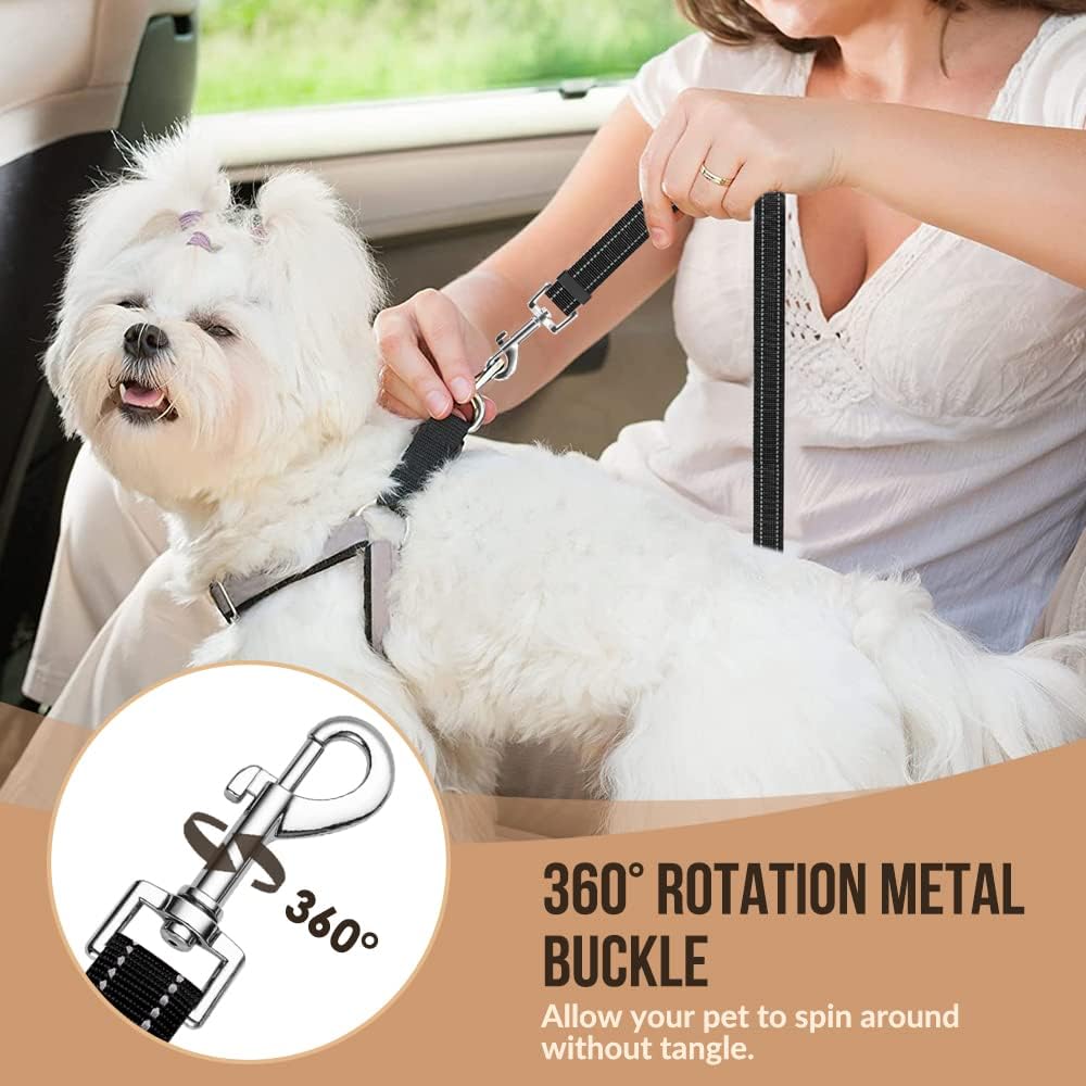 Reflektierender Hunde-Sicherheitsgurt für Auto, Hunde-Autogeschirr-Sicherheitsgurt verstellbar mit elastischem Bungee-Puffer, 2in1 Haustierleine Rückhaltesystem Hunde-Sicherheitsleine