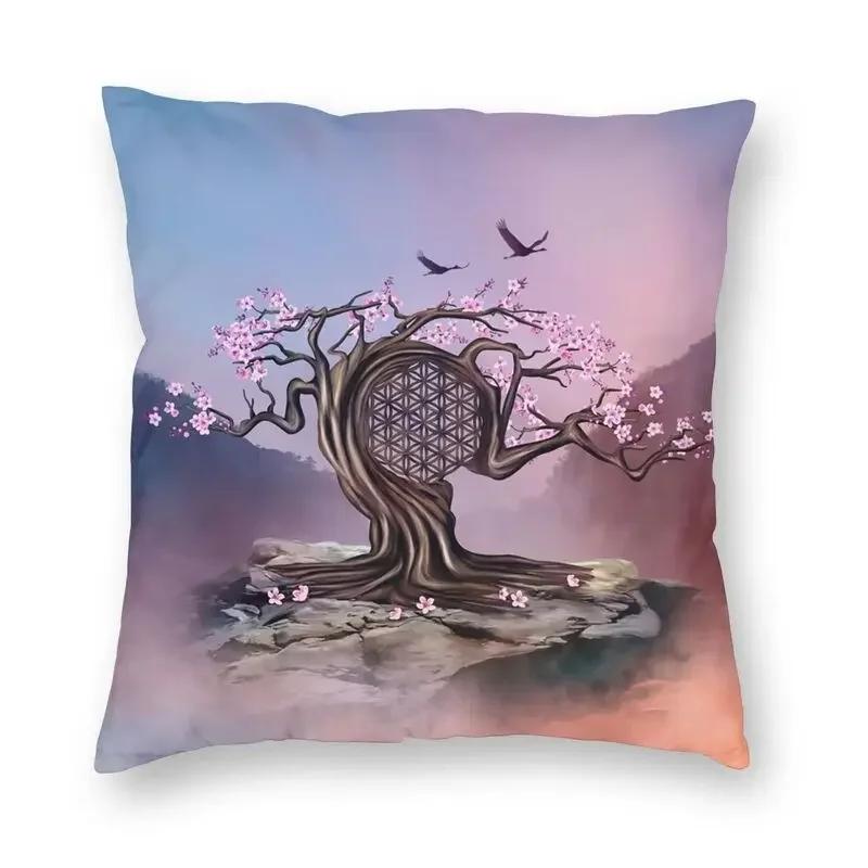 Flower Of Life Golden Light Energy Cushion Cover 40X40 Decoration 3D Print Geometric Mandala Throw Pillow For Car Two Side
