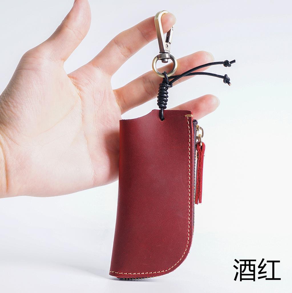 New Genuine Leather Housekeeper Keychain Car Key Holder Men Zipper Key Ring Pouch Case Cover Keys Bag Key Organizer Wallet Purse