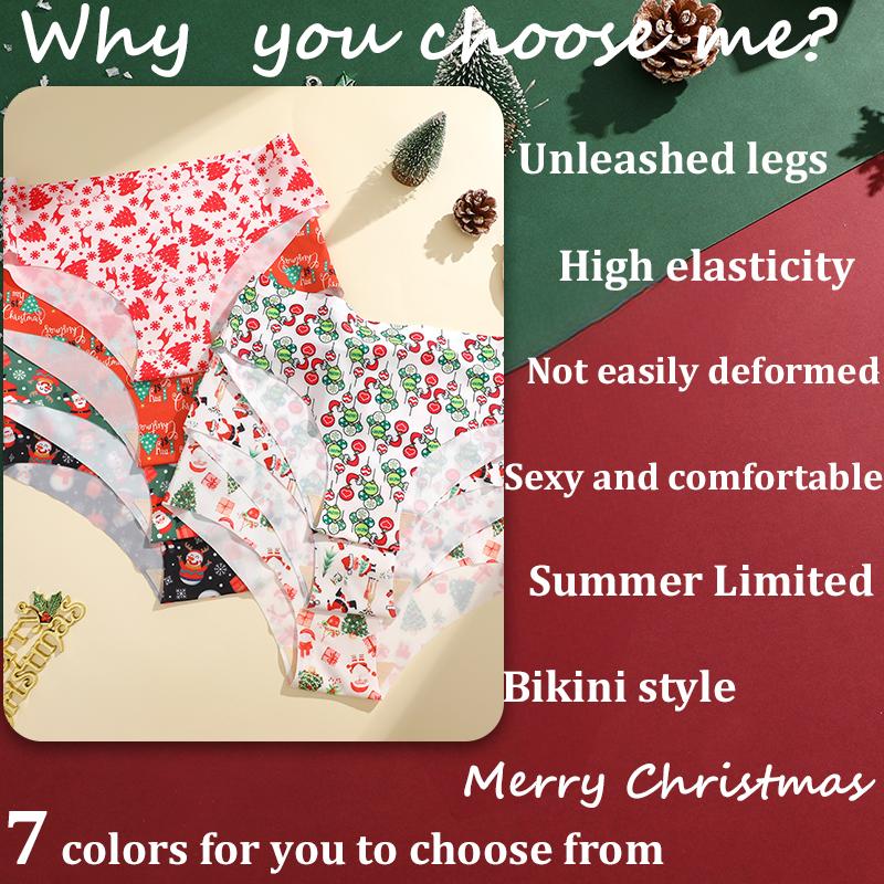 FINETOO 2 Teile/satz Weihnachten Schneeflocke Santa Claus Höschen Sexy Atmungsaktive frauen Unterwäsche Niedrigen Taille Tanga Frohe Weihnachten Höschen