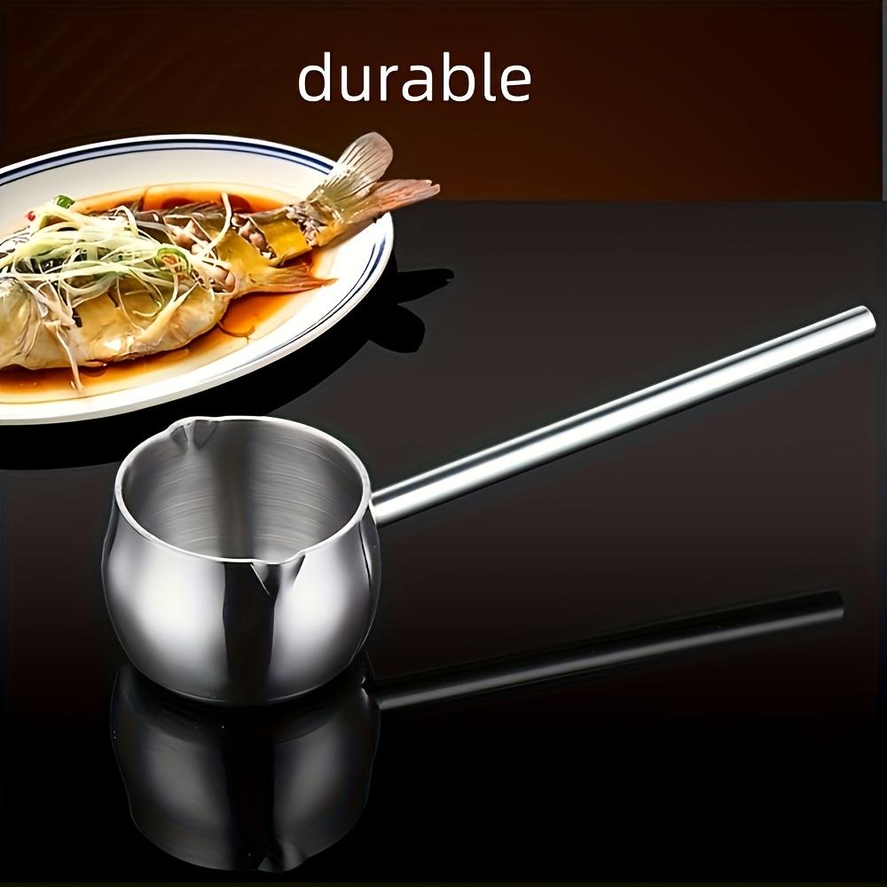Durable Stainless Steel Mini Pot with Long Handle - Ideal for Heating and Pouring Oil/Milk,Perfect for Home and Outdoor Cooking,Versatile Kitchen Tool
