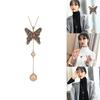 Elegantes Schmetterlings-Anhänger-Langhalskette für Damen im stilvollen koreanischen Design mit Edelsteinakzenten