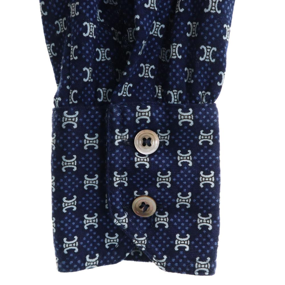 Celine 90s Made In Italy Old JCC Macadam Pattern 7 Minutes Sleeve Shirt Women Used
