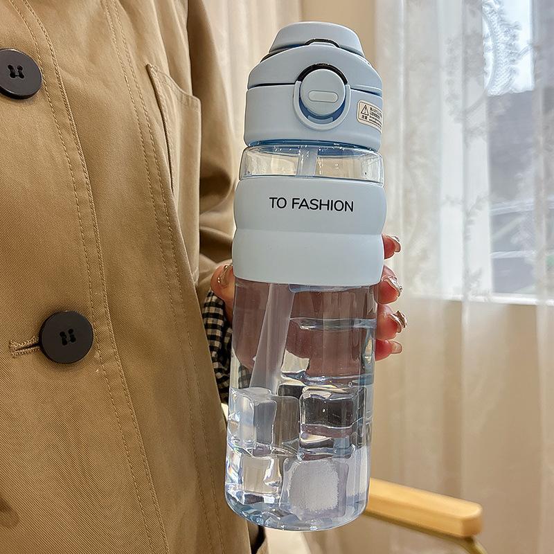 

Новый уличный пластиковый стакан для двойного напитка, большой вместимости, студенческий, портативный, с соломинкой, чашка для воды, мужской и женский, летний, с ручкой, спортивный стакан 650ml небесно-голубой