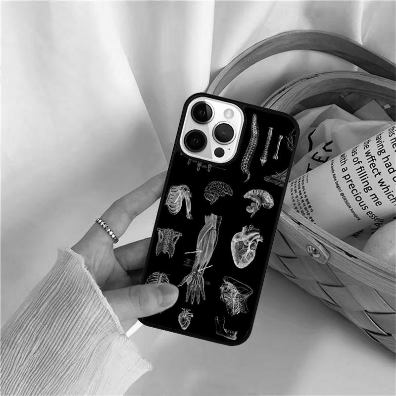 Vintage Anatomy Heart Cardiac Brain Nurse Phone Case For iPhone 17 Air 16 15 14 11 12 13 Pro MAX Plus Coque Cover