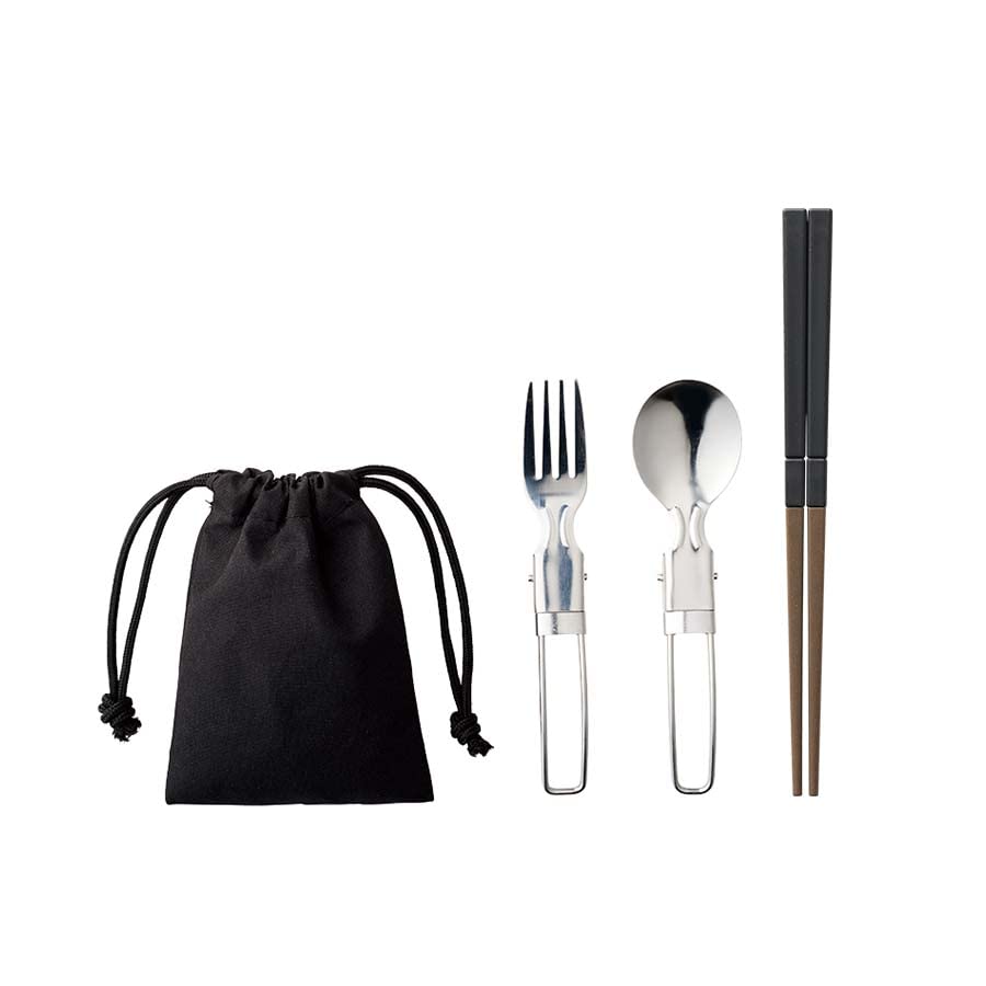 Cutlery set, stainless steel type, 3-piece set | Camping, outdoor,