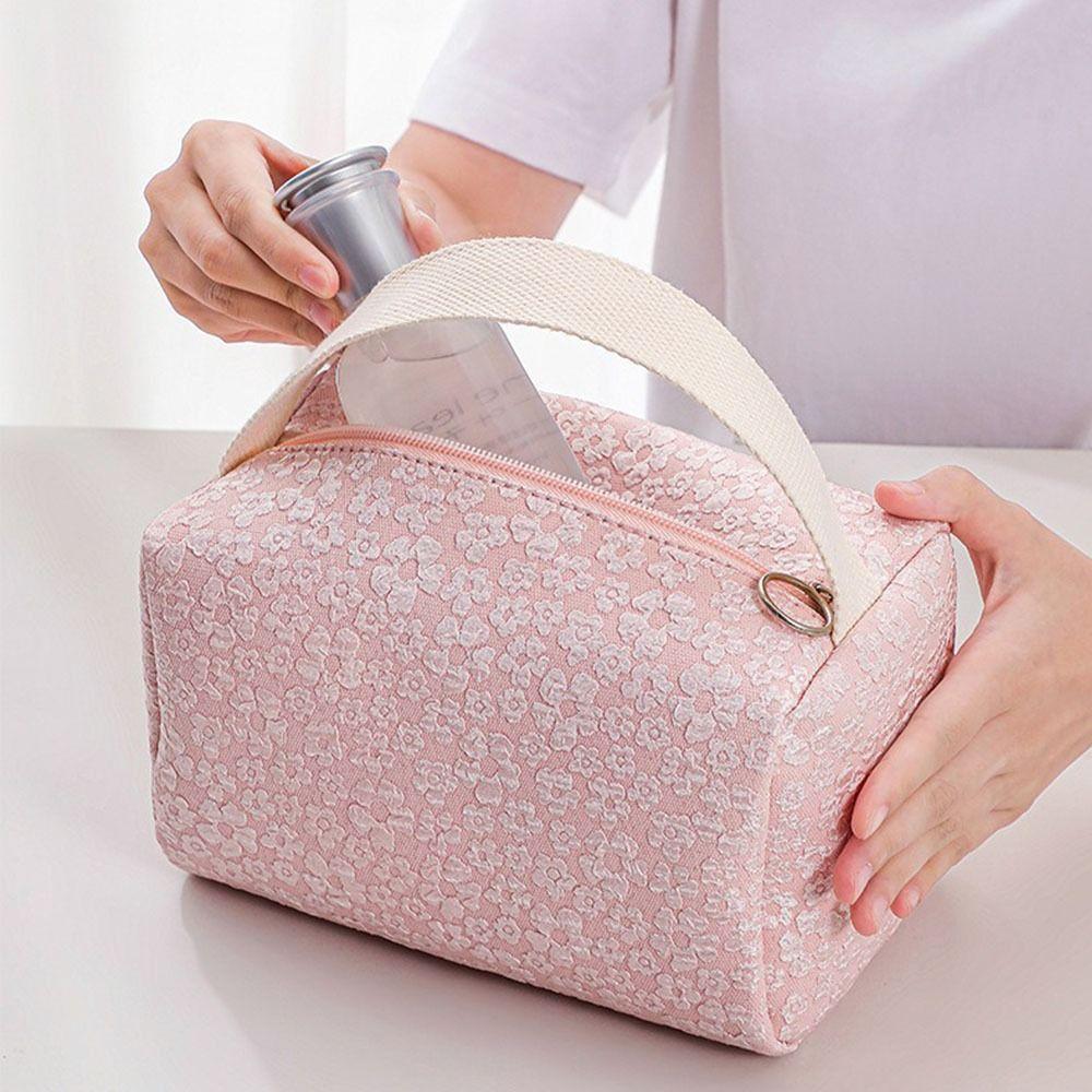 Large Capacity Cosmetic Storage Bag Zipper Wpmen Toiletries Bag Floral   Makeup Bag  Travel