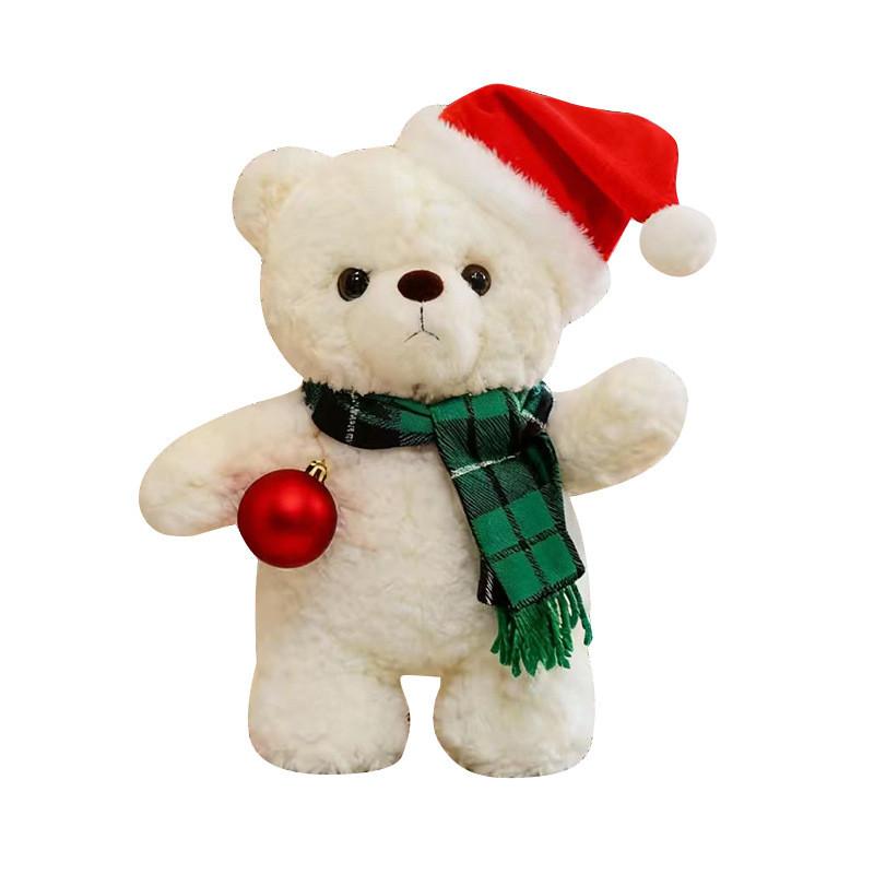 Plush Bear Toy With Scarf And Hat Decor For Kids Christmas Gift And Birthday Present