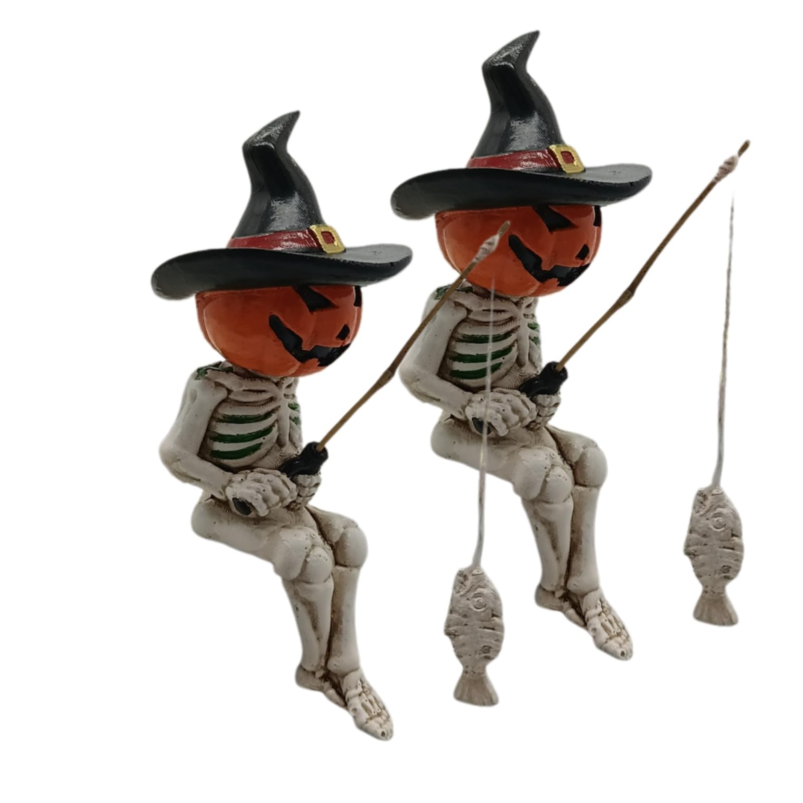 

S.T.S.G Skeleton Skull Figurine Fishing Statue Garden Ornament Aquarium Figurine Decor (Pumpkin Skeleton)