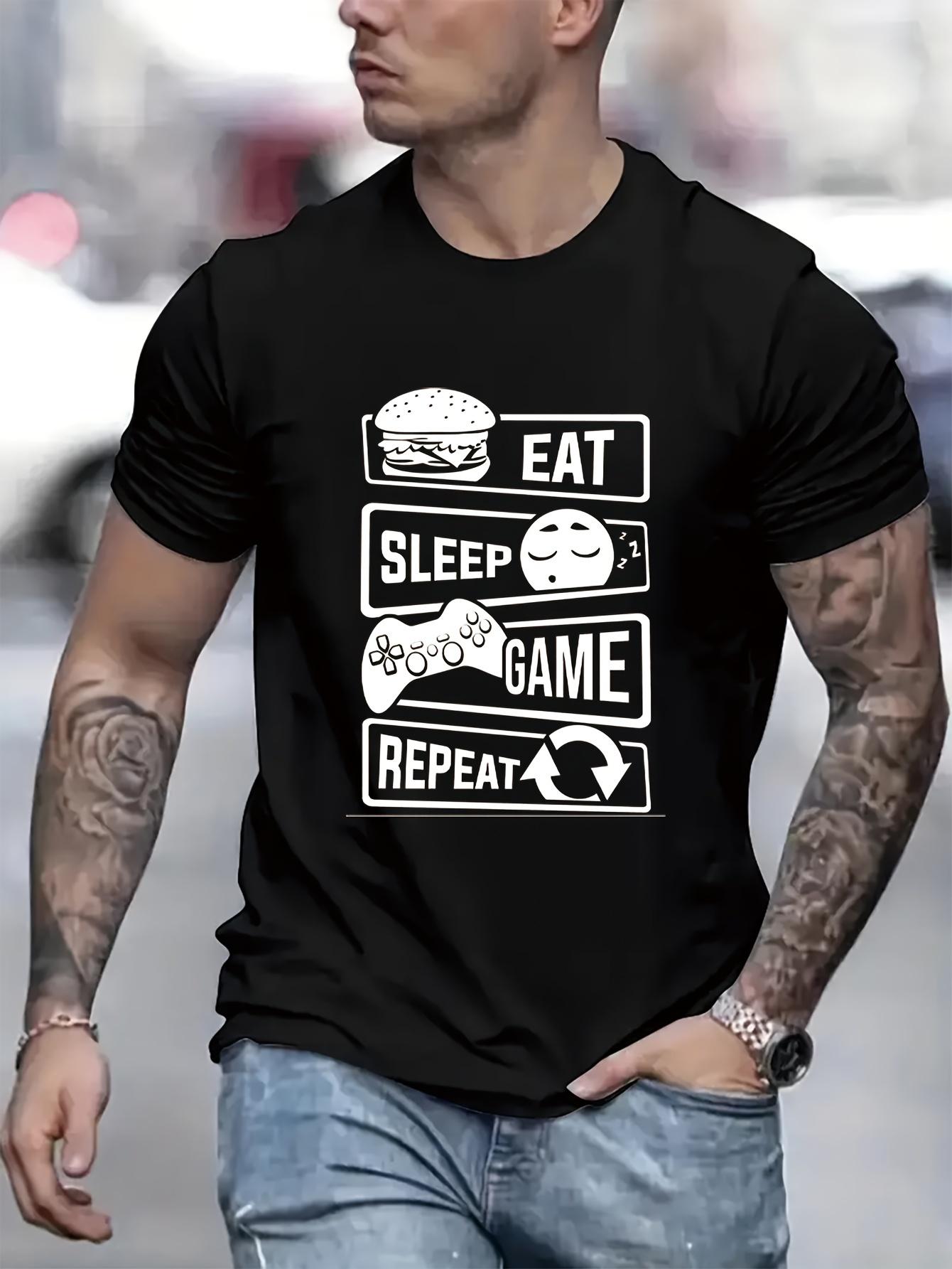 Enjoy the game sleep to the fullest and repeat the cycle Mens summer spring fashion printed Tshirt casual short S