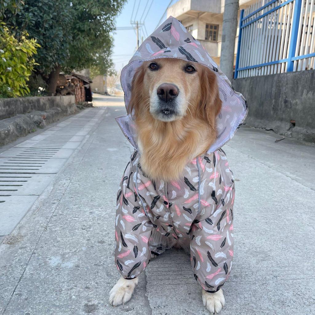 Large Breed Waterproof Reflective Dog Raincoat - Breathable 4-Legged Poncho.