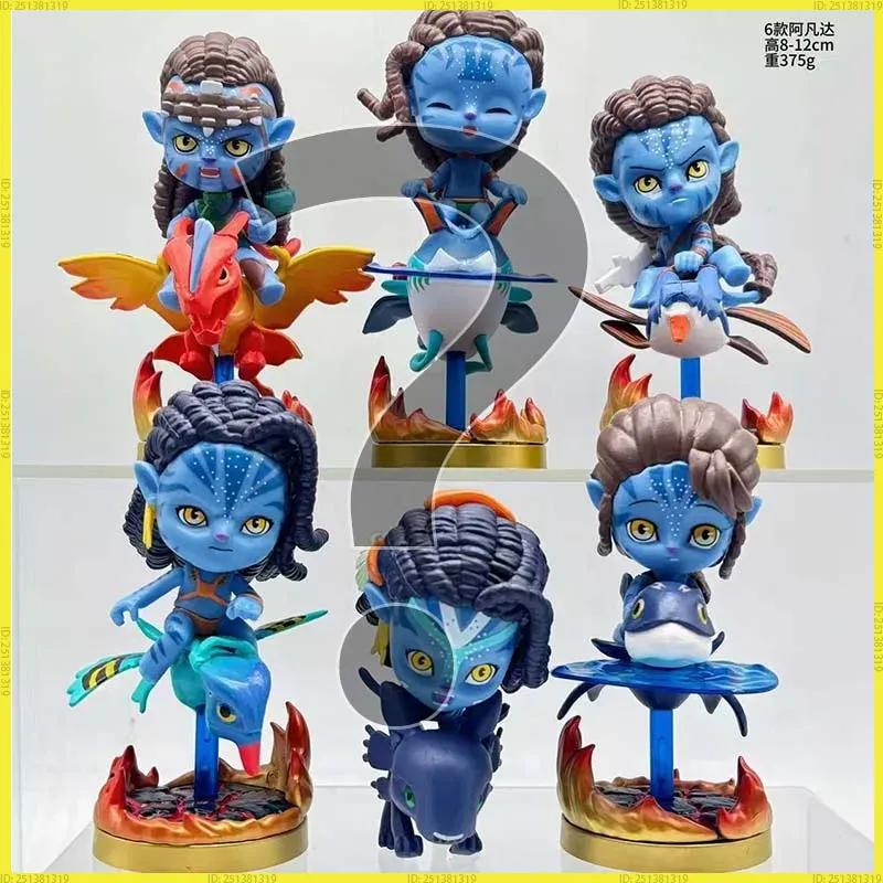 Avatar 2 The Way Of Water Q Style Big Head Figurine 6Pcs Jack Sully Neytiri Car Dashboard Home Decor Gift Toy