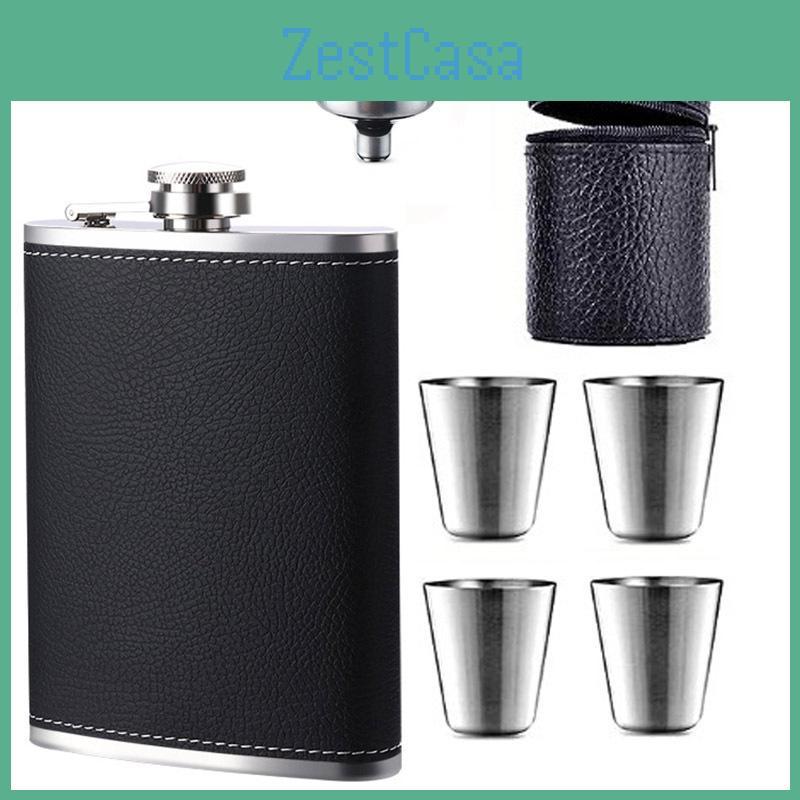Wine Steel Stainless Portable Leathercovered Flask For Outdoor Use