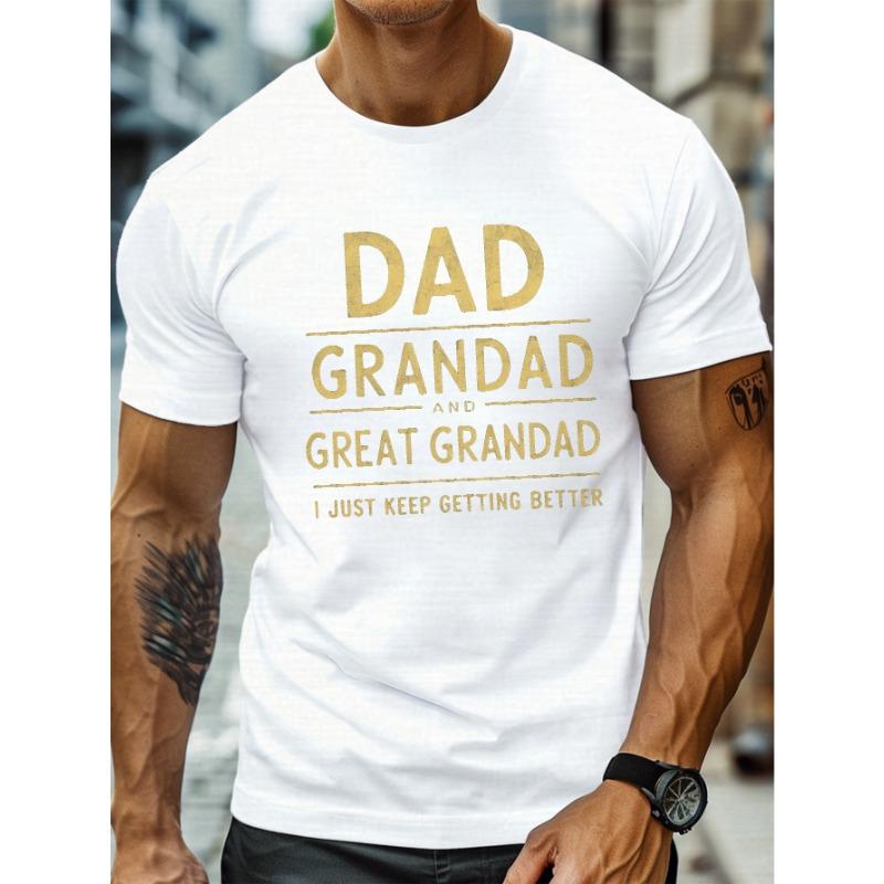 European Size Family Generation, Father, Grandfather, Great Grandfather, Men's Casual Crew Neck Short Sleeve T-Shirt, Summer, Plus Size