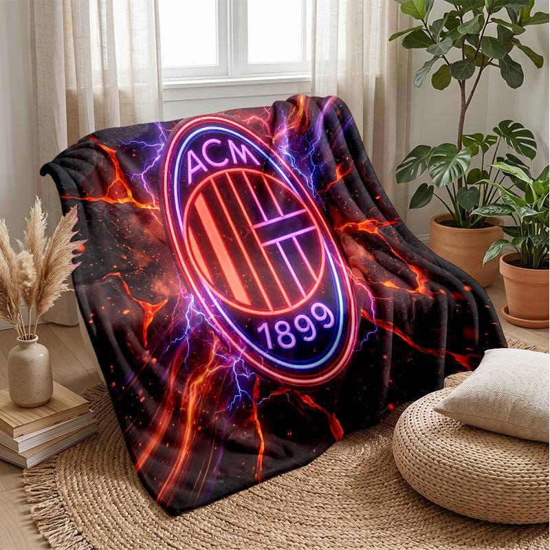 AC Milan Theme Blanket Soft Flannel Blanket Plush Throw Blanket Cozy Sofa Bed Blanket for Home Decor