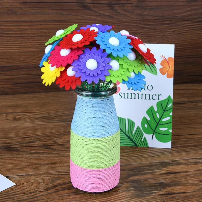 Kit Creativo Floreale Bouquet con Bottoni e Fiori di Feltro Vaso Giocattolo Artistico Progetto Creativo Bambini Bambino Attività Fai da Te Giocattoli Ragazzi Ragazze Regalo