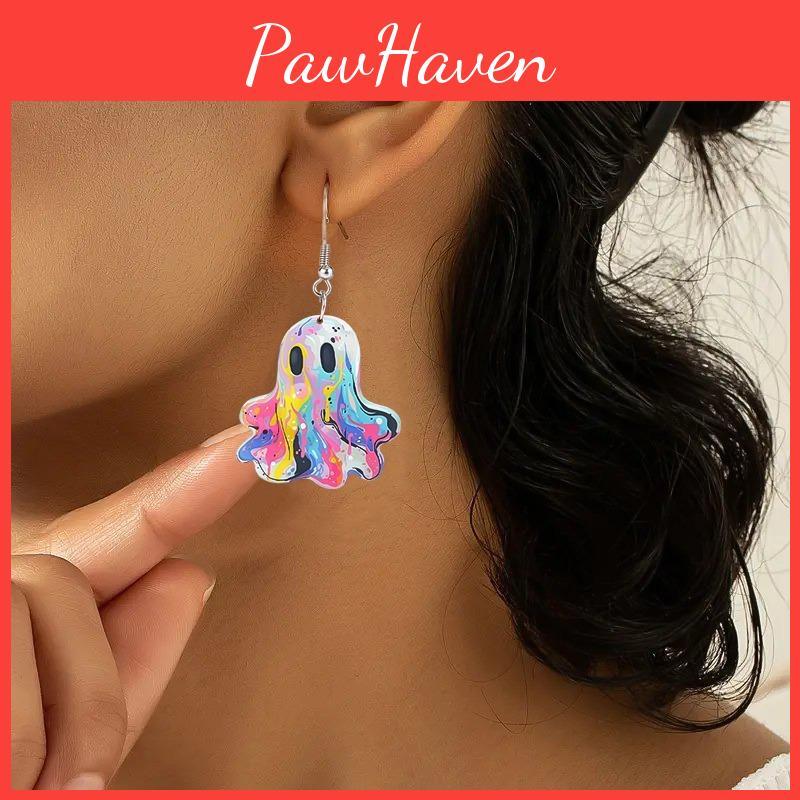 Ghost Playful Acrylic Earrings In Bright Colors Eyecatching Cute Cartoon Design For Women