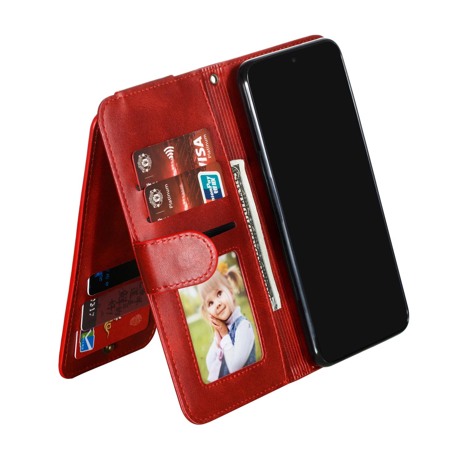 Vintage 9 slot na karty zip peněženka flipové kožené pouzdro pro Iphone 11 Xs 7 8 6 XR Samsung Galaxy S10 J7 A5 Note10 Redmi 8A Huawei P30 Y5 Honor 8A 8s