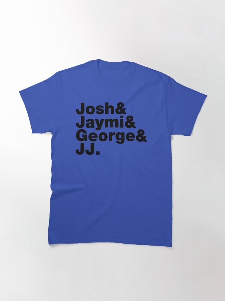 Westlife Josh _amp_ Jaymi _amp_ George _amp_ JJ (black Writing) Fitted Classic T-Shirt