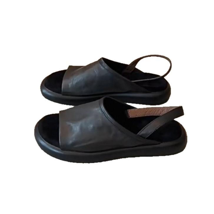 [Fanfna] Super Soft Leather 2025 Summer New Wear Retro French with Skirt Soft-soled Flat-soled Roman Shoes