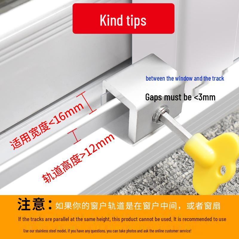 Bezpieczna blokada okienna dla dzieci bez wiercenia - Aluminiowy ogranicznik antykradzieżowy